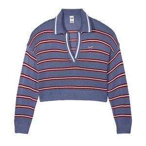 Victoria’s Secret PINK Cambridge Knit Prep Polo Rugby Sweater women’s medium EUC